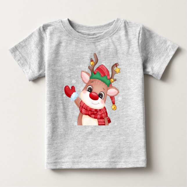 T-shirt Pour Bébé Jote Rudolph Le Nose Rouge Reindeer Noël (Devant)