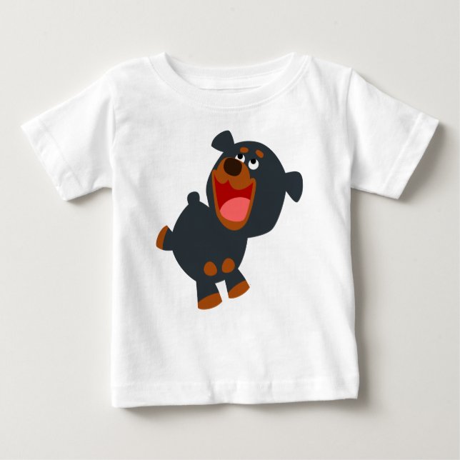 T-shirt Pour Bébé Jouer Cartoon Baby Rottweiler Baby T-shirt bébé (Devant)