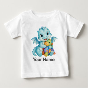 T-shirt Pour Bébé Jouet de dragon dinosaure bébé aqua mignon personn