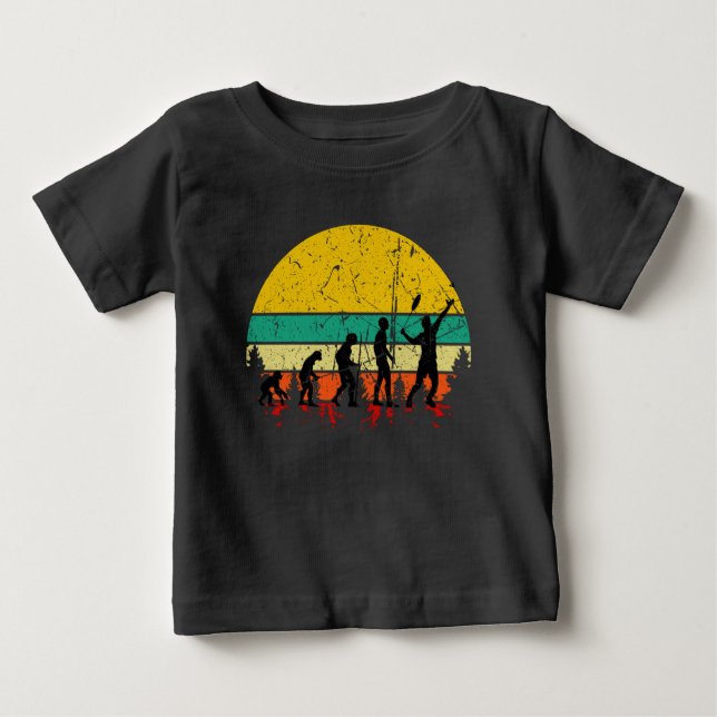 T-shirt Pour Bébé Joueur de badminton rétro Évolution du badminton (Devant)
