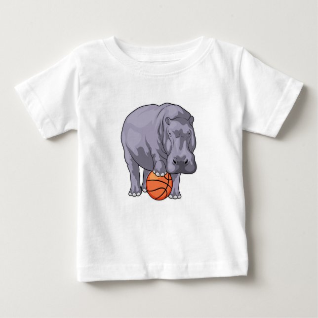 T-shirt Pour Bébé Joueur de basket-ball hippo (Devant)