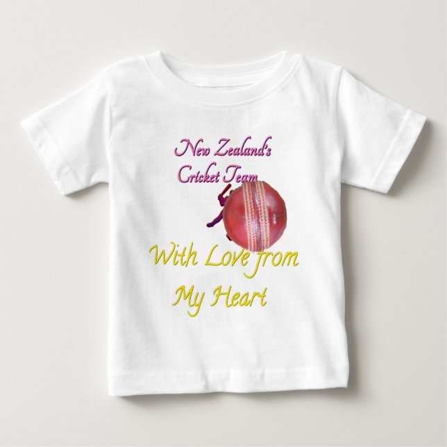 T-shirt Pour Bébé Joueur de cricket en Nouvelle-Zélande amusant (Devant)