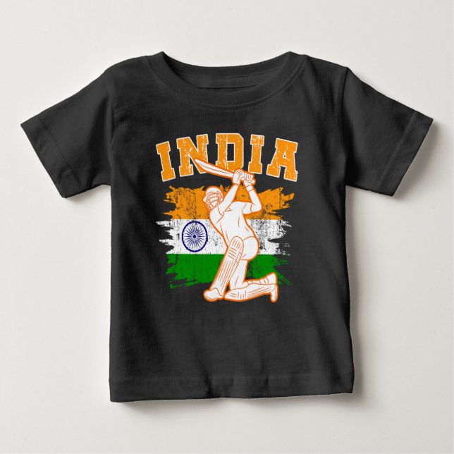 T-shirt Pour Bébé Joueur de cricket indien (Devant)
