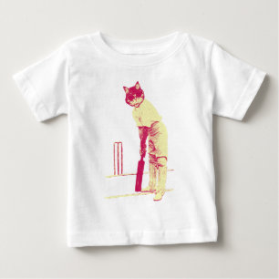 T-shirt Pour Bébé joueur de cricket vintage de chat