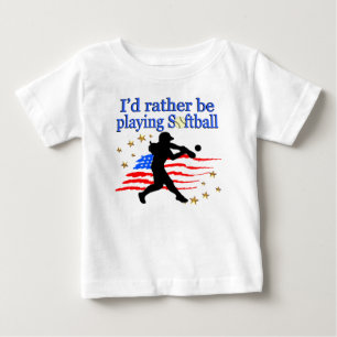 T-SHIRT POUR BÉBÉ JOUEUR DE SOFTBALL AMÉRICAIN AIME LE DESIGN DE SOF
