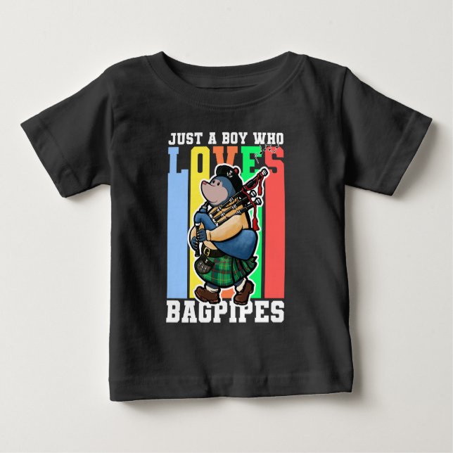 T-shirt Pour Bébé Joueur Funny Bagpipes (Devant)