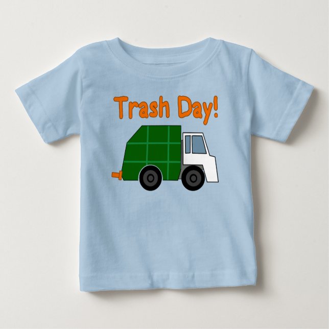 T-shirt Pour Bébé Jour de déchets ! - Règle de camions à ordures (Devant)