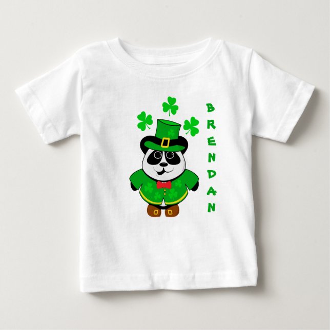 T-shirt Pour Bébé Jour de la Saint Patrick Ours de Panda personnalis (Devant)