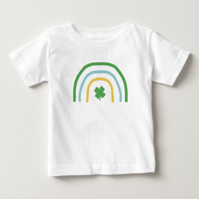 T-shirt Pour Bébé Jour de la Saint Patrick Rainbow Irlandais Clover  (Devant)