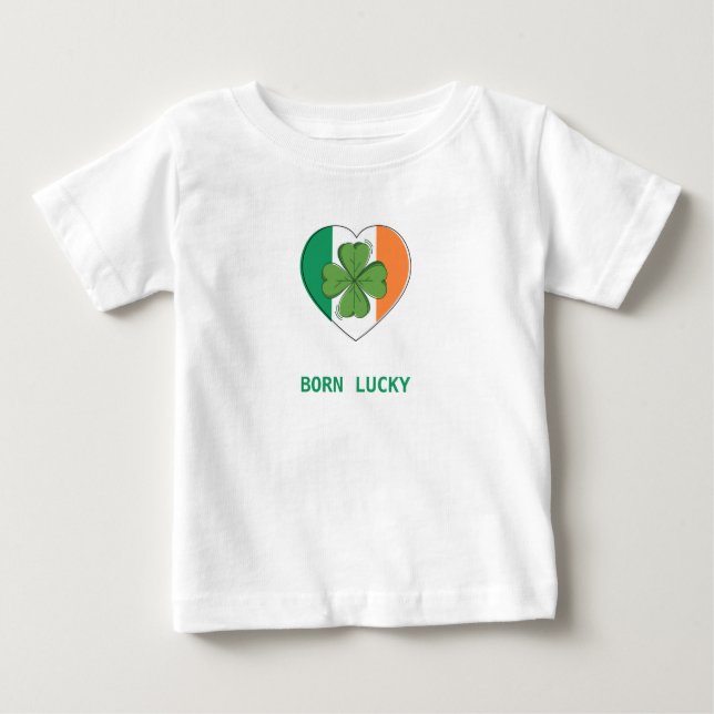 T-shirt Pour Bébé Jour de la Saint Patrick Vert Quatre Feuilles Clov (Devant)