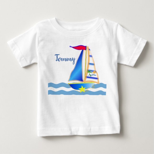 T-shirt Pour Bébé Jour de voile ensoleillé Personnalisé (Devant)