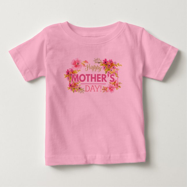 T-shirt Pour Bébé Jour des mères florales élégantes | Bodysuit (Devant)