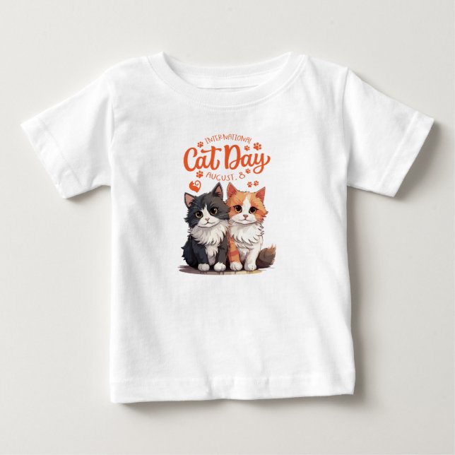 T-shirt Pour Bébé Journée internationale du chat (Devant)