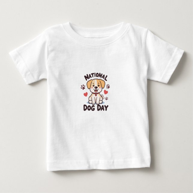 T-shirt Pour Bébé Journée Nationale du Chien - Cute Kawaii Cartoon D (Devant)