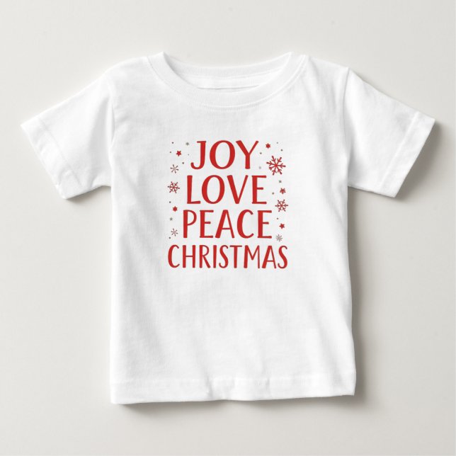 T-shirt Pour Bébé Joy Love Peace Christmas Festive Typography Hoodie (Devant)