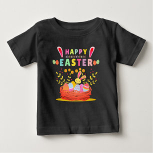 T-shirt Pour Bébé Joyeuse fête de Pâques Lapin Mignon Avec Œufs - Pâ