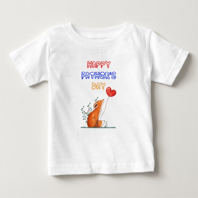 T-shirt Pour Bébé Joyeuse Fête des Pères Renard Papa Cadeau Renard P (Devant)