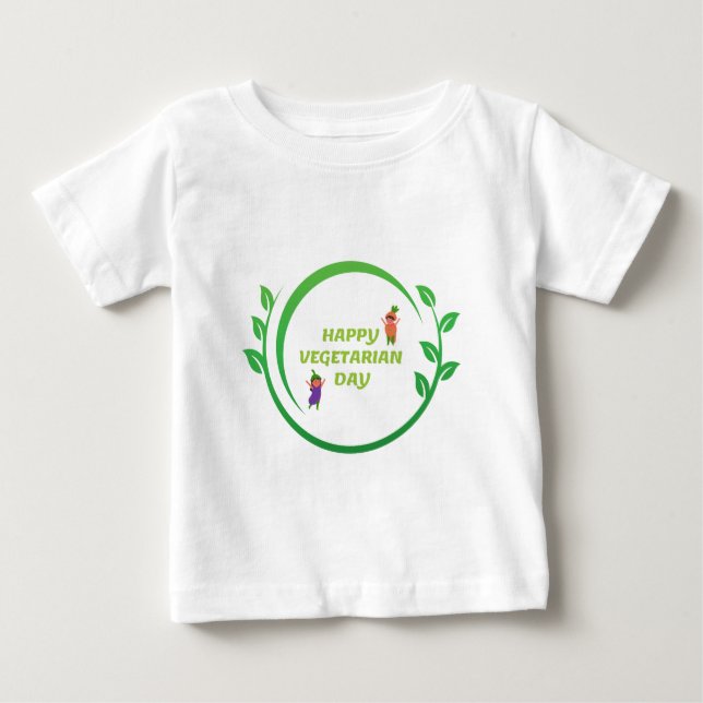 T-shirt Pour Bébé Joyeuse fête végétarienne (Devant)