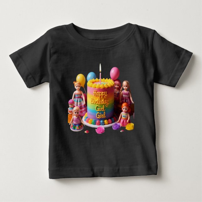 T-shirt Pour Bébé Joyeuse fille d'anniversaire" Baby Fine Jersey T-s (Devant)