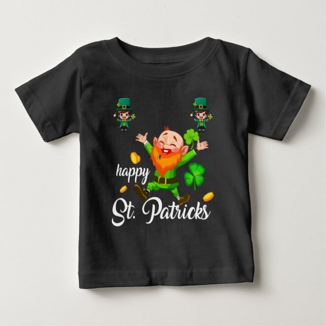 T-shirt Pour Bébé Joyeuse St Patrick Leprechaun Conception Irlandais (Devant)