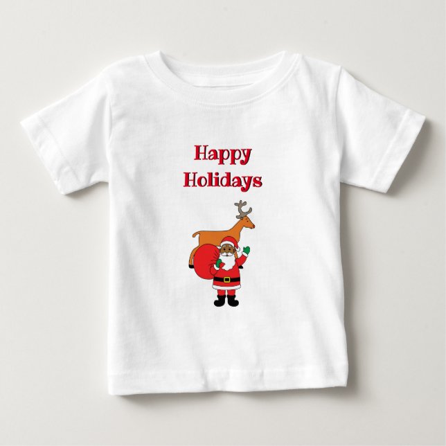 T-shirt Pour Bébé Joyeuses Fêtes de fin d'année Père Noël Afro-Améri (Devant)