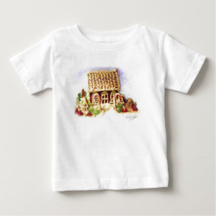 T-shirt Pour Bébé Joyeuses Fêtes Gingerbread Maison Chemise