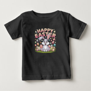 T-shirt Pour Bébé Joyeuses Pâques 2025  Œufs Lapin Mignon