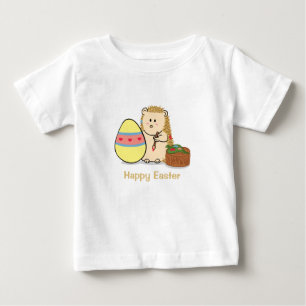 T-shirt Pour Bébé Joyeuses Pâques : Peinture d'œuf par un hérisson m