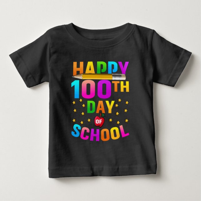 T-shirt Pour Bébé Joyeux 100e jour d'école pour enseignants et étudi (Devant)