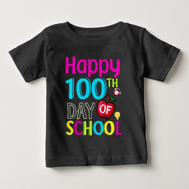 T-shirt Pour Bébé Joyeux 100ème jour d'école (Devant)
