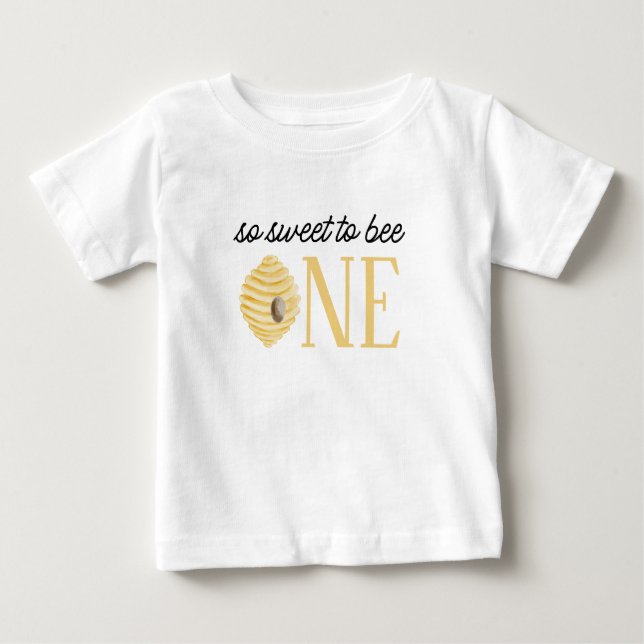T-shirt Pour Bébé Joyeux 1er anniversaire Abeille Douce pour être un (Devant)