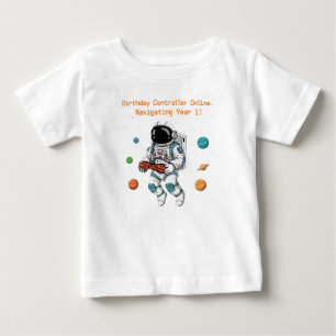 T-shirt Pour Bébé Joyeux 1er anniversaire au joli astronaute gamer  