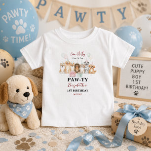 T-shirt Pour Bébé Joyeux 1er anniversaire au petit garçon au chiot m
