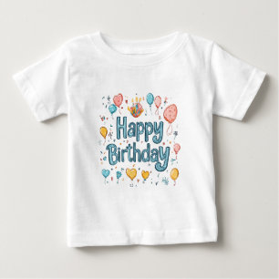 T-shirt Pour Bébé Joyeux 1er anniversaire - Ballons mignons