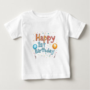T-shirt Pour Bébé Joyeux 1er anniversaire - Colorful Birthday Design