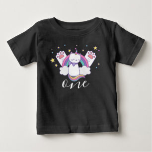 T-shirt Pour Bébé Joyeux 1er anniversaire de Caticorne mignon, Anniv