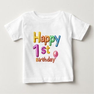 T-shirt Pour Bébé Joyeux 1er Anniversaire - Fête du Texte de Ballons