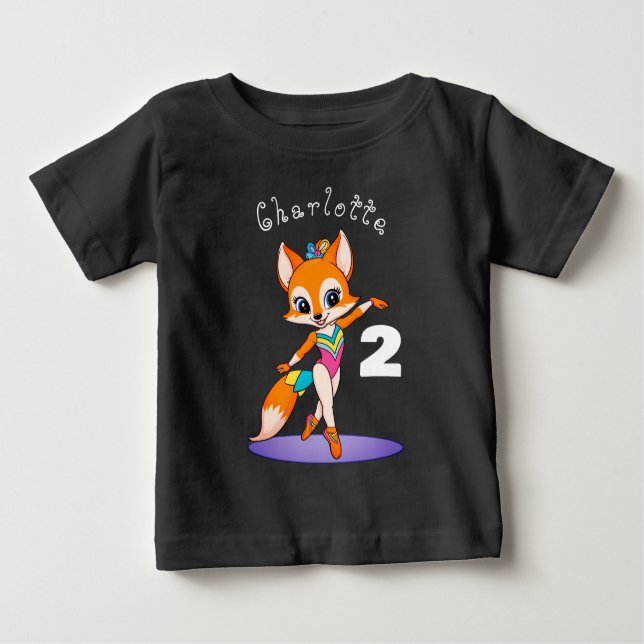 T-shirt Pour Bébé Joyeux 2e anniversaire fille danseuse de ballet Fo (Devant)