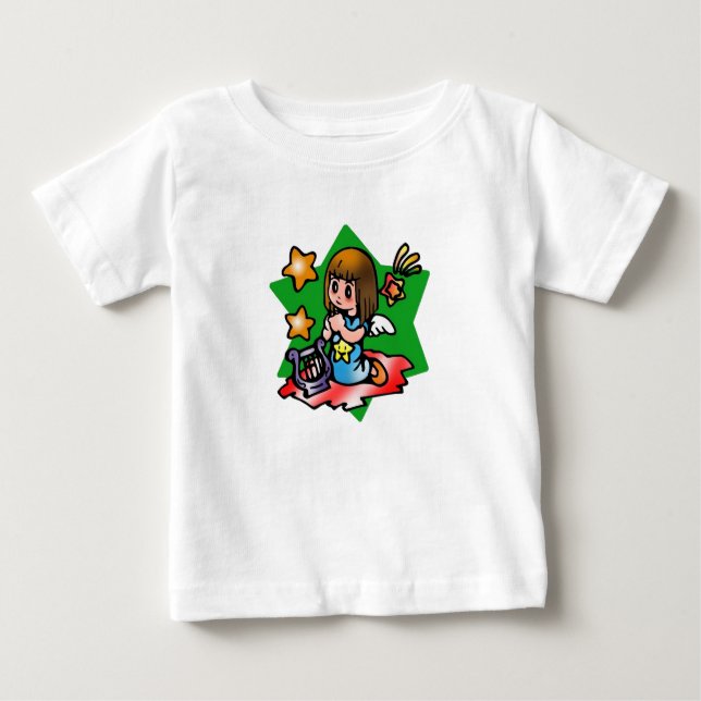 T-shirt Pour Bébé Joyeux Angel Virgo avec Harpe (Devant)