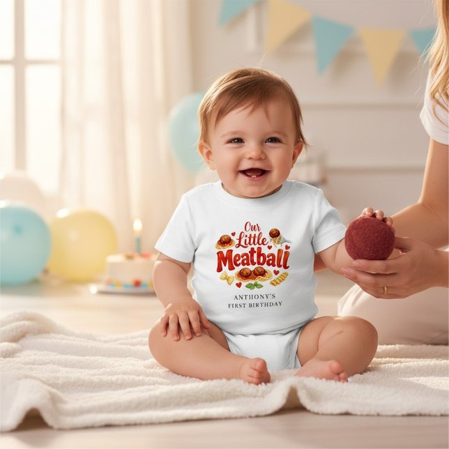 T-shirt Pour Bébé Joyeux Anniversaire Bébé Spaghetti Boulette Mignon (Créateur téléchargé)