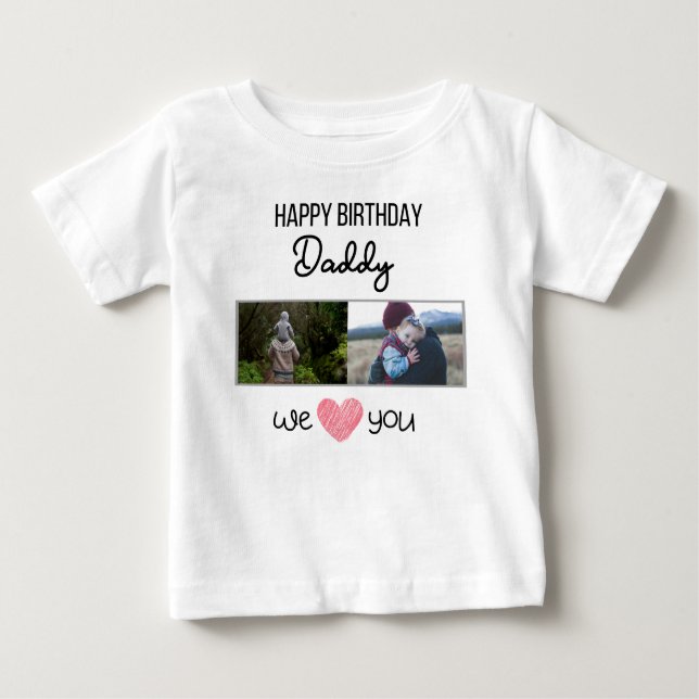 T-SHIRT POUR BÉBÉ JOYEUX ANNIVERSAIRE DADDY VÊTEMENTS BÉBÉ PHOTO PER (Devant)