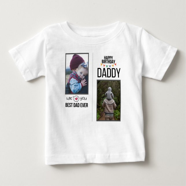 T-SHIRT POUR BÉBÉ JOYEUX ANNIVERSAIRE DADDY VÊTEMENTS BÉBÉ PHOTO PER (Devant)