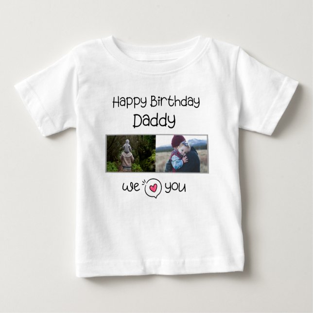 T-SHIRT POUR BÉBÉ JOYEUX ANNIVERSAIRE DADDY VÊTEMENTS BÉBÉ PHOTO PER (Devant)