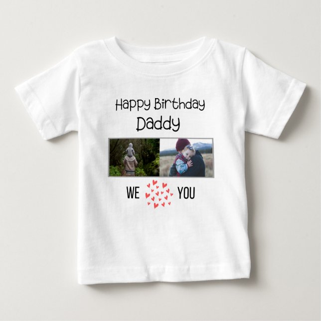 T-SHIRT POUR BÉBÉ JOYEUX ANNIVERSAIRE DADDY VÊTEMENTS BÉBÉ PHOTO PER (Devant)