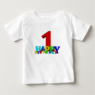 T-shirt Pour Bébé Joyeux anniversaire de couleur Typographie bébé