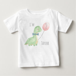 T-shirt Pour Bébé Joyeux Anniversaire Dinosaure Aquarelle Mignon 2 A