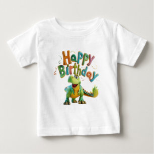 T-shirt Pour Bébé Joyeux Anniversaire Dinosaure – Fête de Dino Migno
