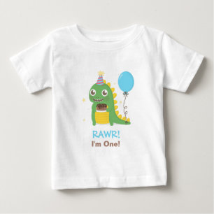 T-shirt Pour Bébé Joyeux Anniversaire Dinosaure Mignon Je Fête Mon P