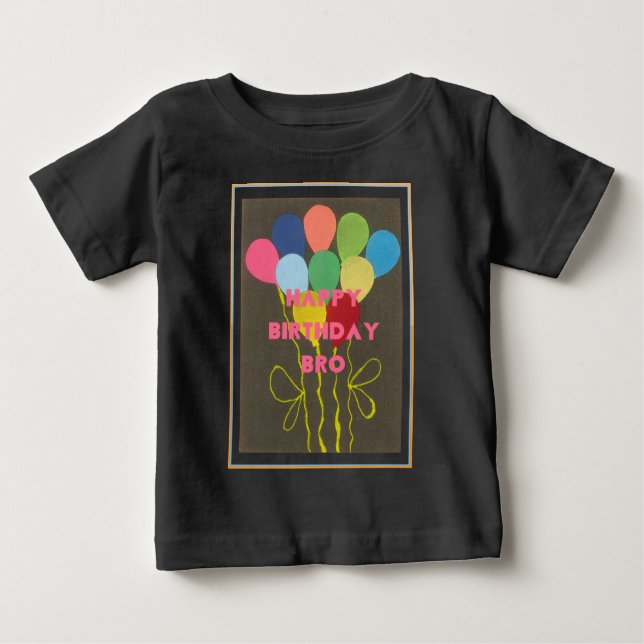 T-shirt Pour Bébé Joyeux Anniversaire Frère Impression d'art (Devant)
