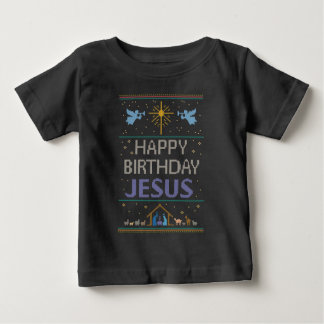T-shirt Pour Bébé Joyeux Anniversaire Jésus Chandail de Noël Religie